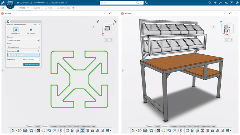 solidworks-3d-structure-creator-table-split-screen 3dx